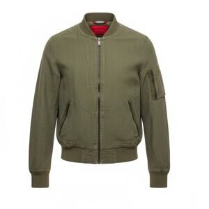 Zara Men 100% Linen Bomber Jacket Olive Green Lightweight Medium Utility Casual